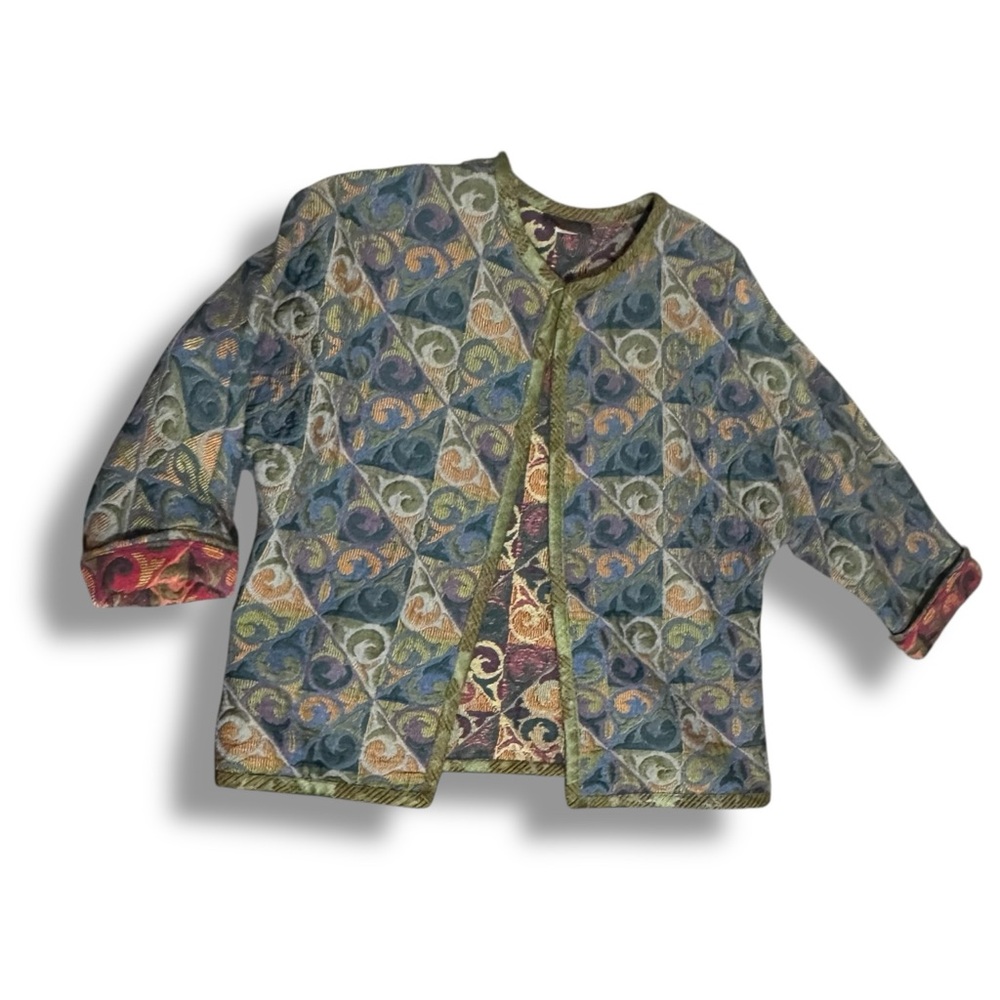 Aida Dalati VTG 90s Art To Wear Tapestry‎ Jacket Oversized Dark Academia Sz M
